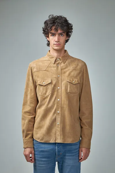 Tom Ford Light Suede Western Shirt In Brown