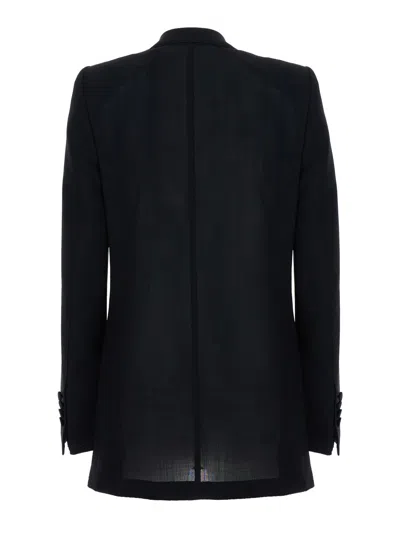 Tom Ford Light Virgin Wool Double-breasted Tuxedo Jacket For Women In Black