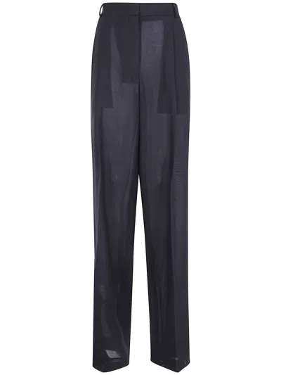 Tom Ford Light Virgin Wool Tailored Wide Leg Pleated Straight Pants In Black