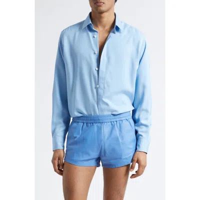 Tom Ford Lightweight Leather Shorts In Blue