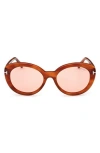 Tom Ford Eyewear Round Frame Sunglasses In Blonde Havana/violet