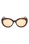 Tom Ford Lily-02 55mm Tinted Cat Eye Sunglasses In Brown
