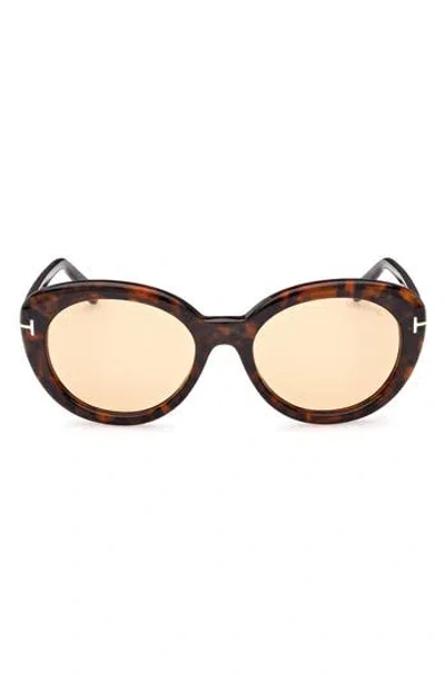 Tom Ford Lily-02 55mm Tinted Cat Eye Sunglasses In Brown
