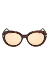 Tom Ford Maeve Havana Acetate Butterfly Sunglasses In Shiny Blonde
