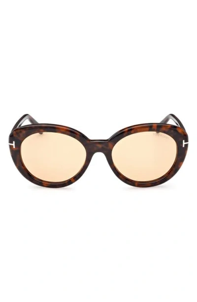 Tom Ford Maeve Havana Acetate Butterfly Sunglasses In Shiny Blonde