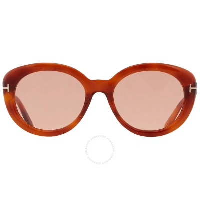 Tom Ford Lily Photochromatic Pink Oval Ladies Sunglasses Ft1009 53y 55 In Burgundy