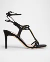 Tom Ford Lily Suede Ankle-tie Sandals In Black