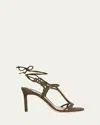 Tom Ford Lily Suede Ankle-tie Sandals In Brown