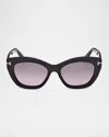 Tom Ford Solange-02 Acetate Butterfly Sunglasses In Black