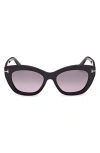 Tom Ford Linda 53mm Butterfly Sunglasses In Black