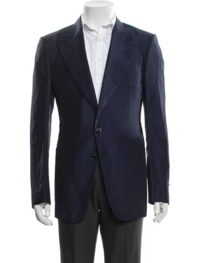 Pre-owned Tom Ford Linen Blazer In Blue