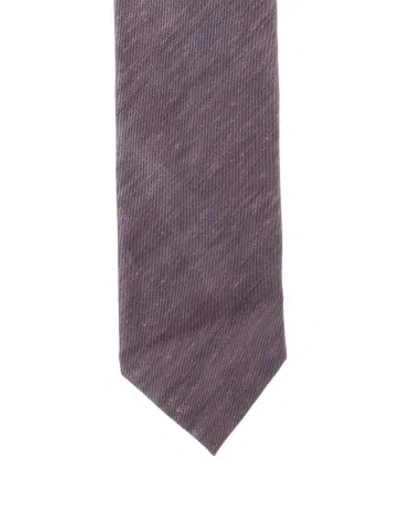 Pre-owned Tom Ford Linen Pattern Print Tie In Purple