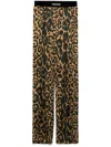 Tom Ford Multicolor Pants With Logo Patch On The Waist And All-over Leopard Print In Silk Stretch Wo In Beige
