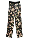 Tom Ford Wide Leg Floral Print Satin Trousers In Black