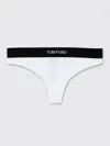 Tom Ford Signature White Thong With Branded Waistband In Stretch Modal Woman In Weiss