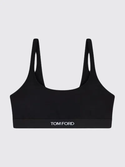 Tom Ford Black Bralette With Contrasting Logo Print In Modal Stretch Woman