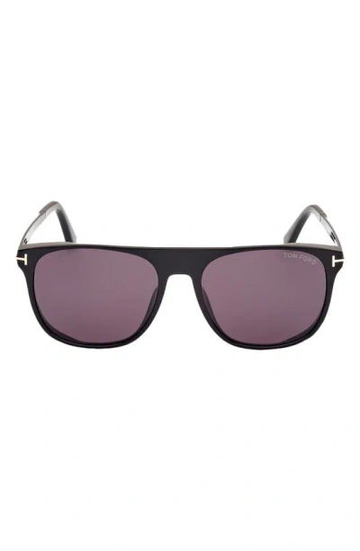Tom Ford Lionel 55mm Square Sunglasses In Shiny Black