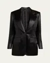 Tom Ford Liquid Satin Single-breasted Blazer Jacket In Black