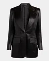 Tom Ford Liquid Satin Single-breasted Blazer Jacket In Black