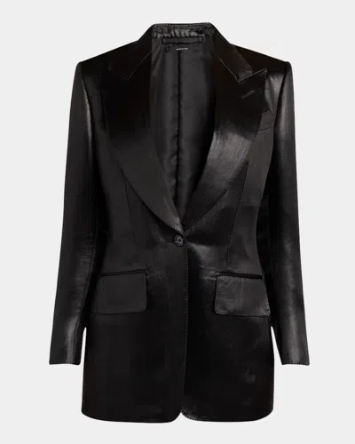 TOM FORD LIQUID SATIN SINGLE-BREASTED BLAZER JACKET