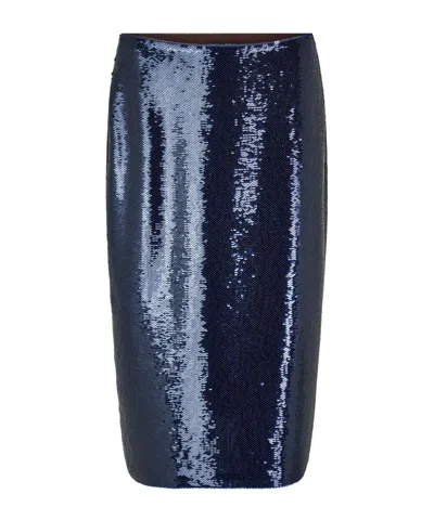 Tom Ford Liquid Sequin Midi Skirt In Blue