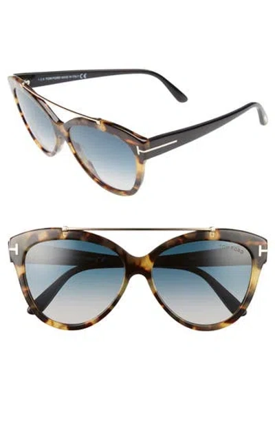 Tom Ford Livia 58mm Gradient Butterfly Sunglasses In Tortoise/rose Gold/turquoise