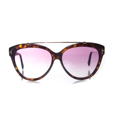 Tom Ford Livia Sunglasses With Tortoise Print In Brown