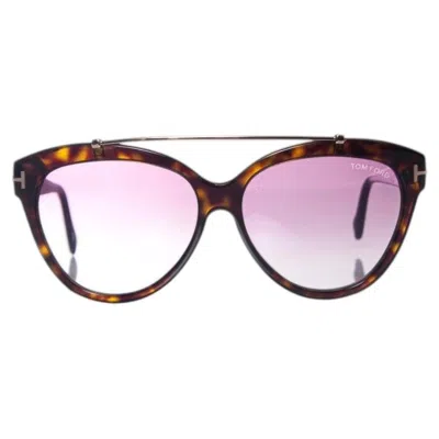 Pre-owned Tom Ford , Livia Sunglasses With Tortoise Print In Purple