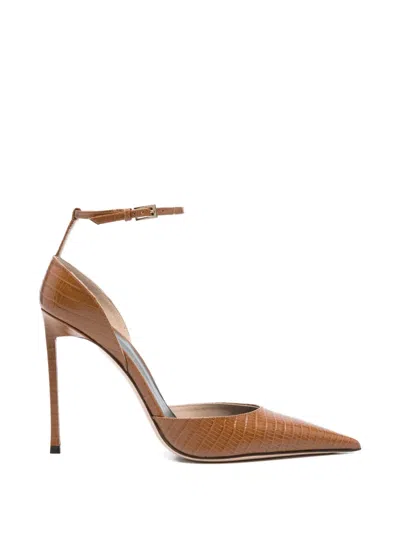 Tom Ford Lizard-effect Ankle-strap Pumps In Brown