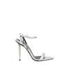Tom Ford Padlock Leather Heel Sandals In Silver