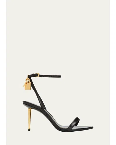 Tom Ford Shiny Kid Pointy Naked Sandal In Black