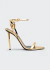 Tom Ford Padlock Naked Metallic Pointy Toe Sandal In Gold
