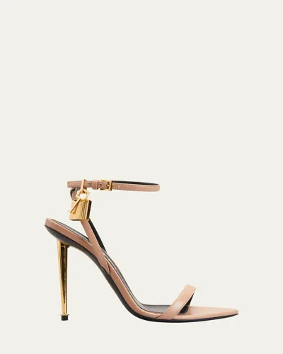 Tom Ford 85mm Padlock Leather Sandals In Pink