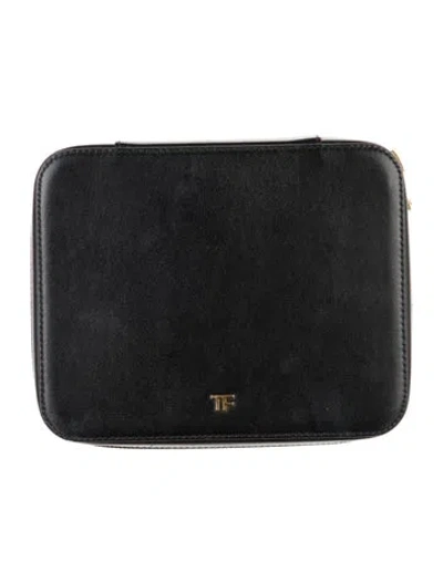 Pre-owned Tom Ford Logo Accent Zip Closure Cosmetic Bag In Black