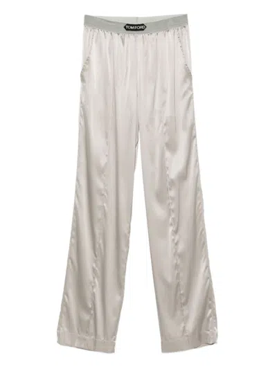 Tom Ford Wide-leg Trousers With Satin Finish In Metallic