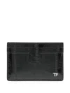 Tom Ford Black Leather Money Clip Card Holder In Black