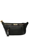 Tom Ford Black Logo Appliqué Leather Belt Bag In Black