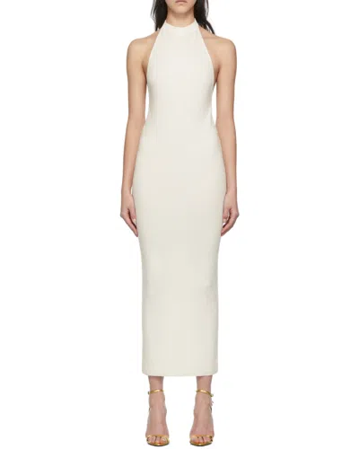 Tom Ford Logo Backless Slim Dress In White