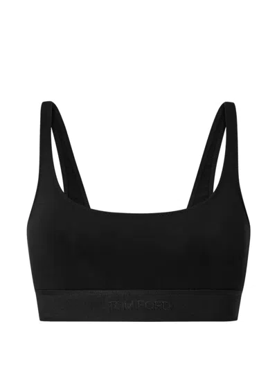 Tom Ford Modal Blend Bralette Rounded Back Neckline In Black