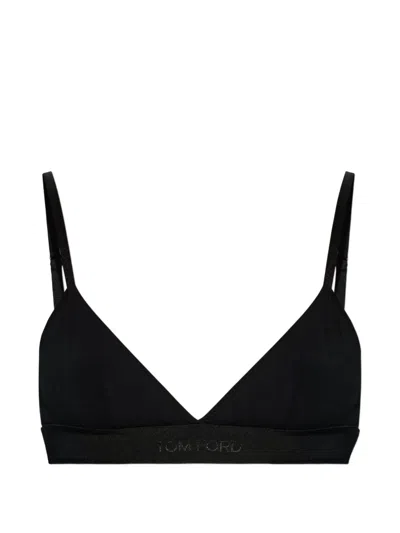 Tom Ford Logo-band Bra In Black