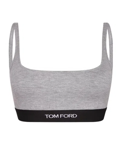 Tom Ford Logo Band Bralette In Gray