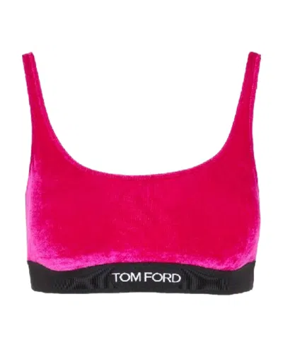 Tom Ford Logo-band Low-back Bra In Red