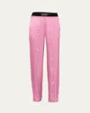 Tom Ford Logo-banded Silk Pj Pants In Hot Pink