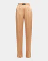 Tom Ford Logo-banded Silk Pj Pants In Beige