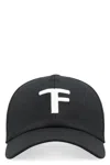 Tom Ford Black Baseball Cap With Logo Embroidery On The Front And Logo Lettering On The Rear In Cotton Man