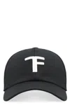 Tom Ford Black Baseball Cap With Logo Embroidery On The Front And Logo Lettering On The Rear In Cotton Man In Black
