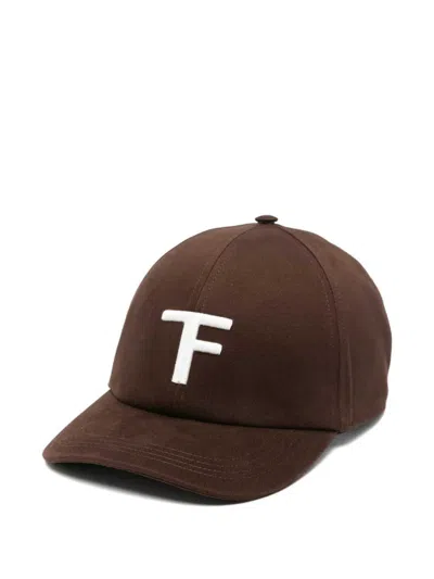 Tom Ford Logo Baseball Cap In Brown