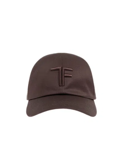 Tom Ford Logo Baseball Cap In Brown