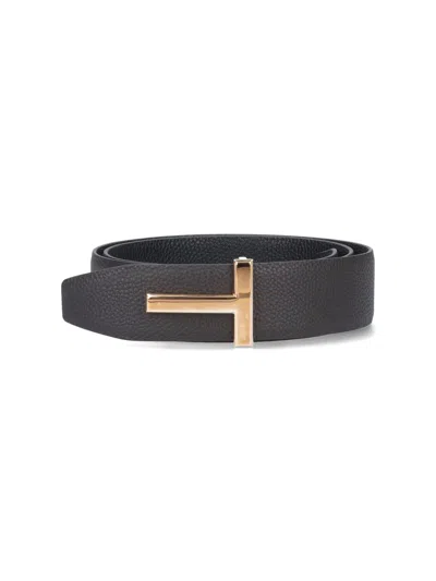 Tom Ford Logo Belt In Brown