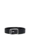 Tom Ford Adjustable Belt With Metal Rectangular Buckle In Black